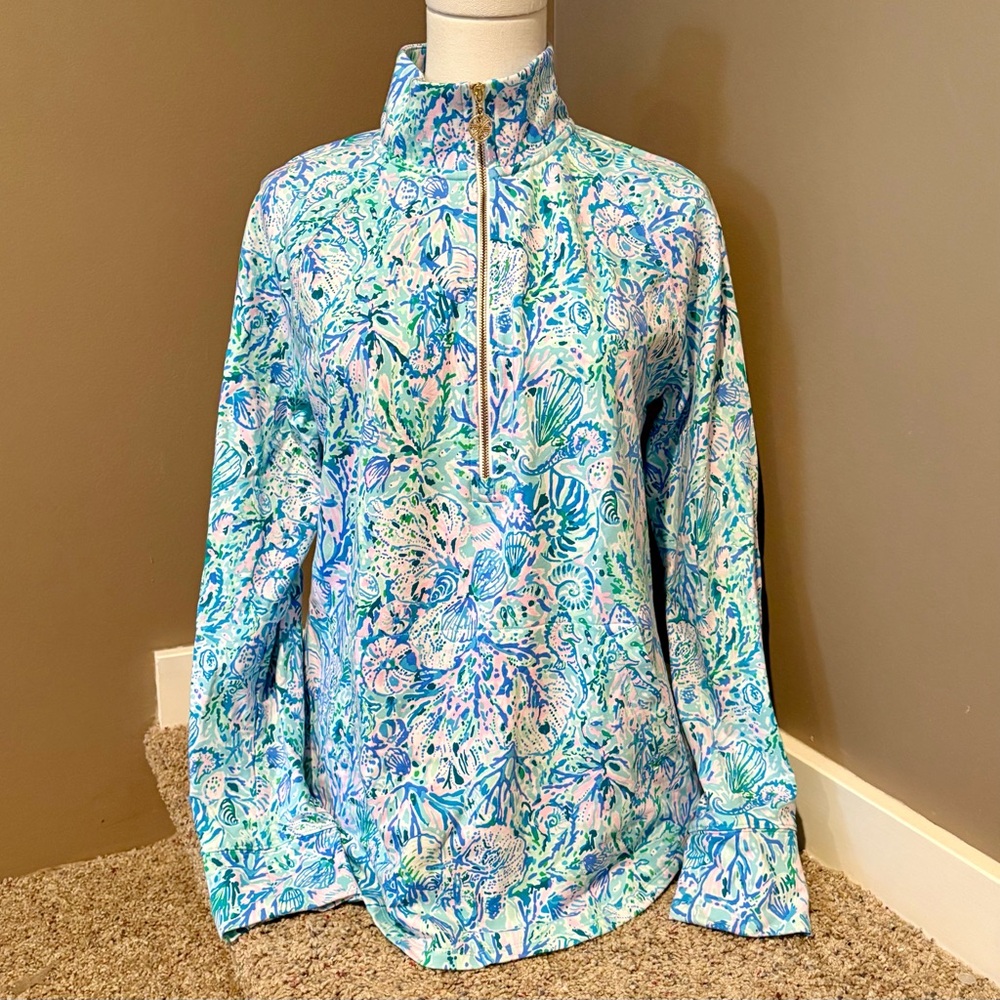 Lilly Pulitzer Skipper Popover Surf Blue Soleil It On Me Size M - Picture 2 of 16